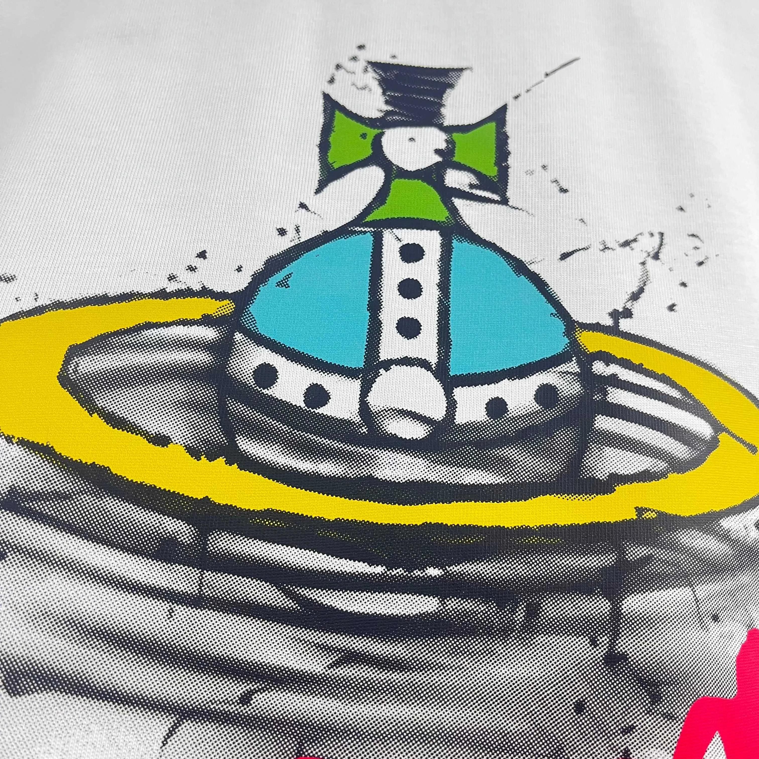 Vivienne*Western Queen Mother 2026 spring and summer exclusive New Arrival exclusive personalized letter logo printing, customized double yarn plain cotton fabric short-sleeved T-shirt men and women Same Style Size: S (90-130 pounds) M (120-150 pounds) L (140-165 pounds) XL (160-180 pounds) XXL (180 pounds) Color: White Red